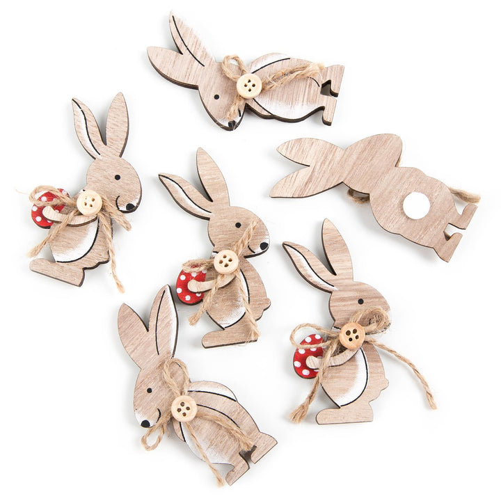 6 kleine Osterhasen aus Holz Osterdeko zum Basteln 8,5 cm - Foto 1
