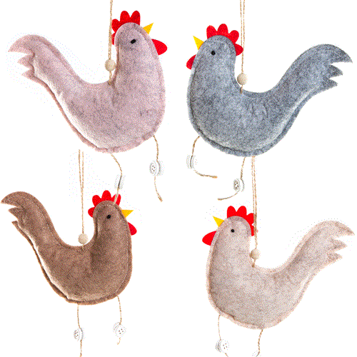 24 Mini Hühner - Hahn und Henne - aus Holz zum Streuen Osterdeko schwarz-weiß 3 cm