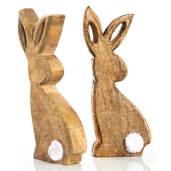 2 Holz Schiffe türkis Natur 15,5 cm + 18 cm - Dekoidee