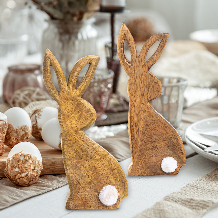 2 Holz Schiffe türkis Natur 15,5 cm + 18 cm - Dekoidee