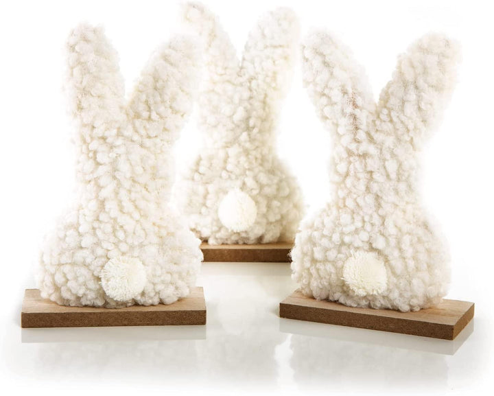 3 Osterhasen Figuren 12 cm beige mit rosa Herz - süße Hasenfiguren fürs Osternest
