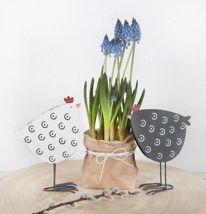 4 Ostern Deko Hasen Figuren braun gelb aus Keramik