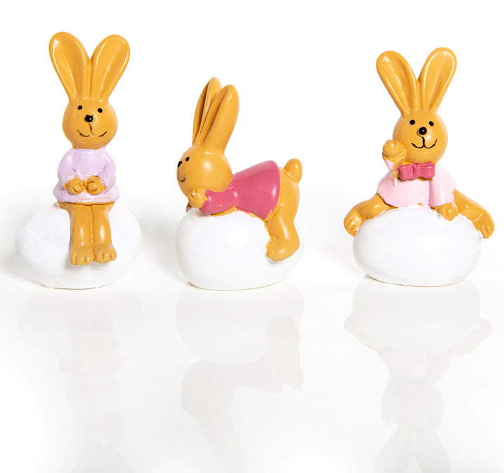 große Ostern Deko Figur Osterhase mit Baby und Osterei 28 cm