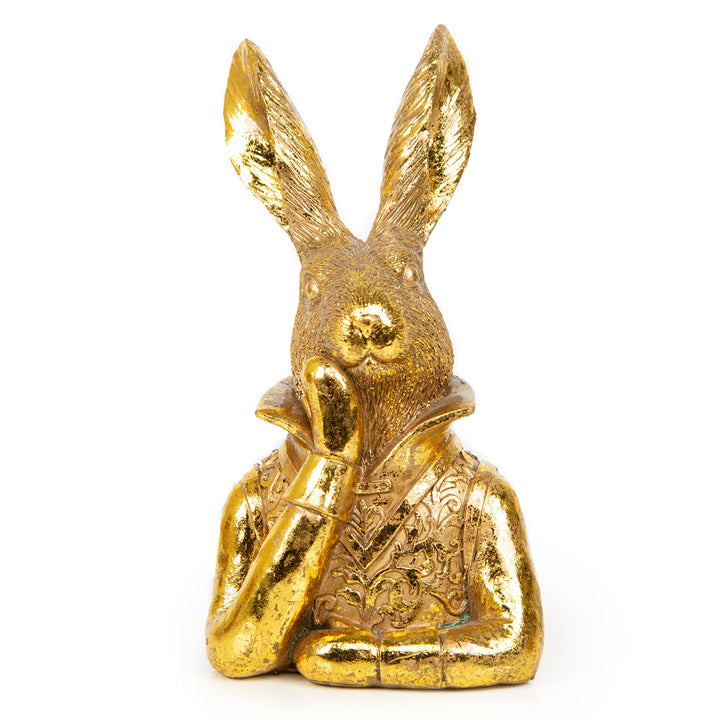 Exklusive Osterdekoration zum Hinstellen Osterhasen Figur Silber Vintage 22 cm