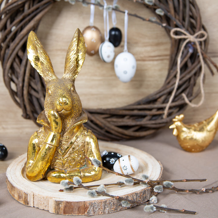 Exklusive Osterdekoration zum Hinstellen Osterhasen Figur Silber Vintage 22 cm
