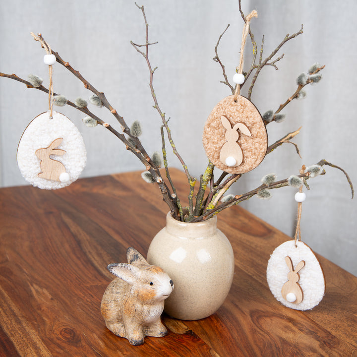 Schafherde 6-TLG. Figuren Creme beige aus Terrakotta Schaffiguren Ostern 10 cm