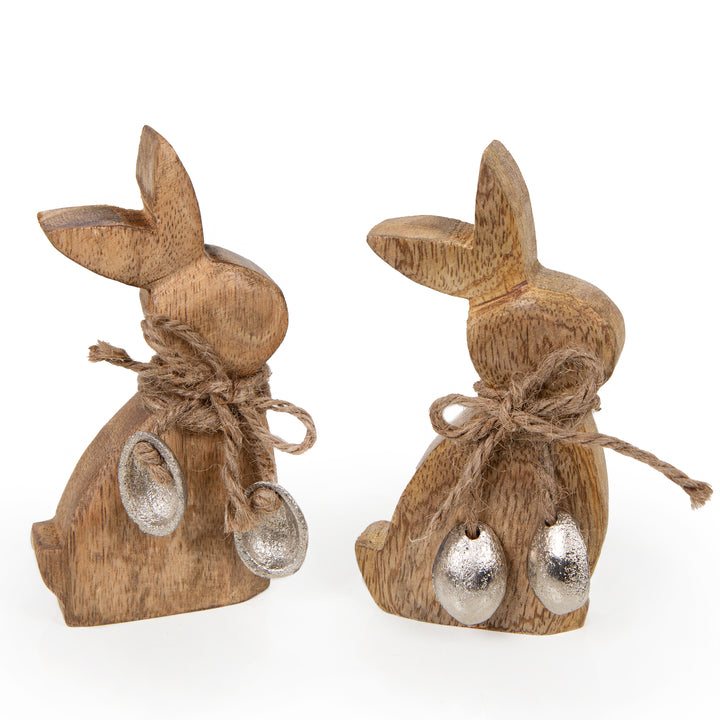 Osterhasen Paar schwarz weiß Gold Hasen Pärchen Mann+ Frau Osterdeko 10 cm