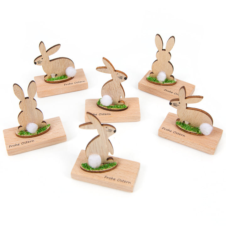 4 Frohe Ostern Geschenke Osterhasen aus Holz Pastell