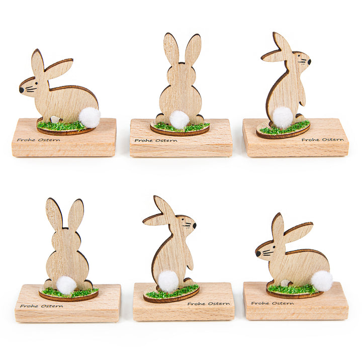 4 Frohe Ostern Geschenke Osterhasen aus Holz Pastell