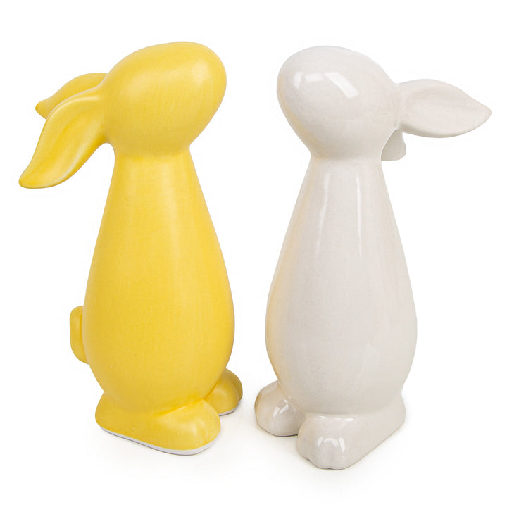 Logbuch-Verlag 2 Deko Häuser aus Keramik gelb grün Frühling Sommer Haus Figuren zum Hinstellen 6 x 5 x 9,5 cm