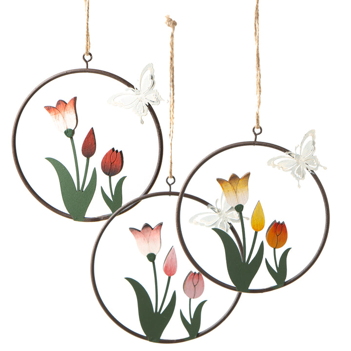 Logbuch-Verlag 12 Bunte Herzen Anhänger Frühling Sommer Ostern Metallherzen mit Schnur Geschenkanhänger 7 cm