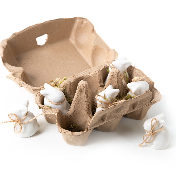 Deko Vögel aus Keramik - Vogelpaar Frühling Ostern Garten 7 x 9 cm
