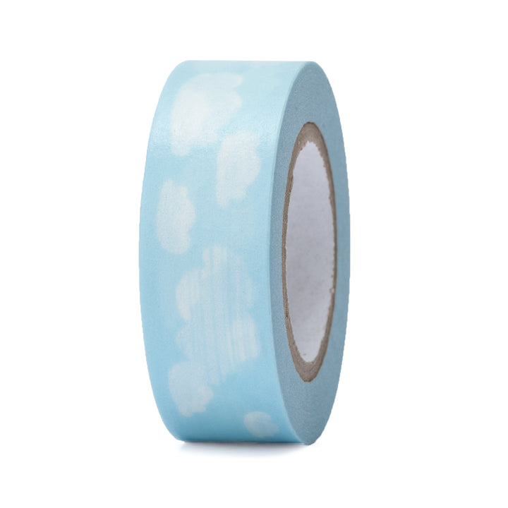 1 Rolle Masking-Tape hell-blau weiß WOLKEN Klebe-Band selbstklebend sommerlich 1,5 cm x 10 m washi Band Klebestreifen - Foto 1
