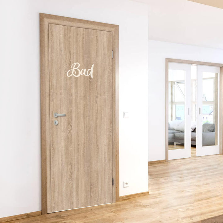 Schriftzug Bad Türschild aus Holz schwarz Badezimmer