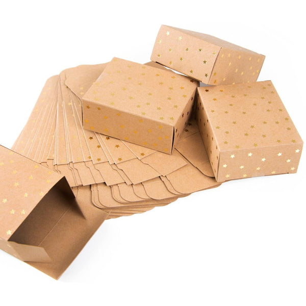 24 kleine Weinachtsschachteln braun gold mit Sternen 10 x 4 x 8 cm - Foto 1