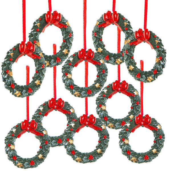 10 Stück Weihnachtsanhänger GRÜN ROTER KRANZ SCHLEIFE Baumschmuck 6 cm Geschenkanhänger Weihnachten Christbaum Anhänger weihnachtliche Deko zum Aufhängen - Foto 1