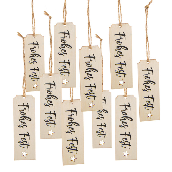 10 Weihnachtsbaum Anhänger - Baum Silhouette grau - Holzanhänger 9 cm