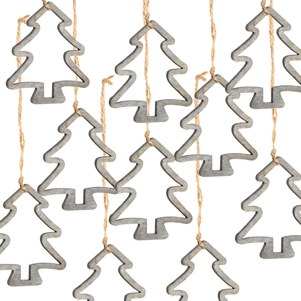 10 Weihnachtsbaum Anhänger - Baum Silhouette grau - Holzanhänger 9 cm - Foto 1