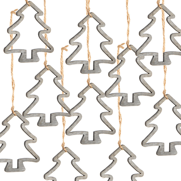 10 Weihnachtsbaum Anhänger - Baum Silhouette grau - Holzanhänger 9 cm - Foto 1