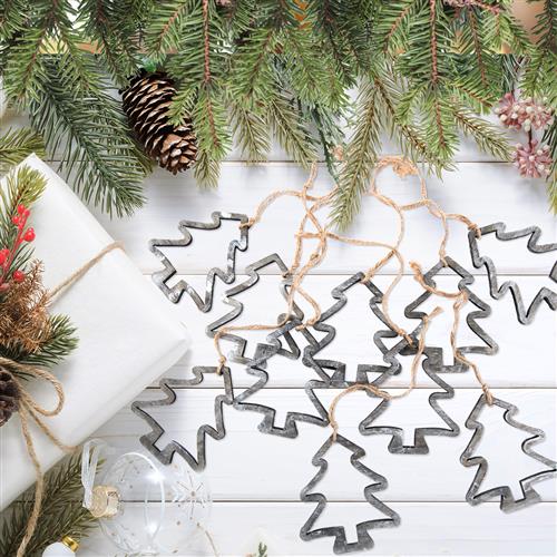 10 Weihnachtsbaum Anhänger - Baum Silhouette grau - Holzanhänger 9 cm - Foto 2
