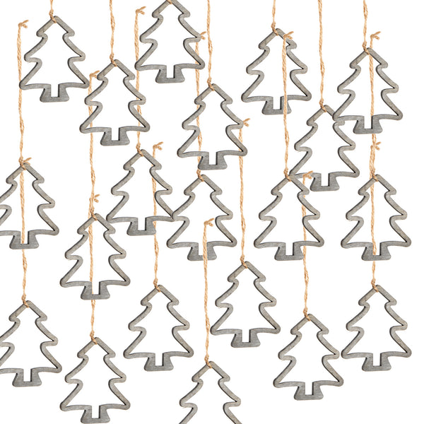 20 Stück Weihnachtsanhänger BAUM GRAU Geschenkanhänger HOLZ Anhänger weihnachtlich Christbaumschmuck 9 cm Weihnachtsbaum HOLZbaum Hänger zum Aufhängen - Foto 1