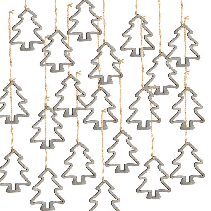 20 Stück Weihnachtsanhänger BAUM GRAU Geschenkanhänger HOLZ Anhänger weihnachtlich Christbaumschmuck 9 cm Weihnachtsbaum HOLZbaum Hänger zum Aufhängen - Foto 1