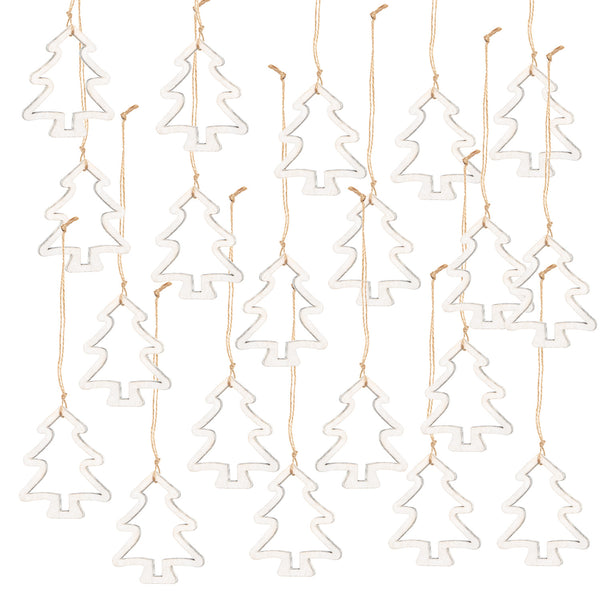 20 Weihnachtsanhänger Tannenbaum Silhouette weiß mit Schnur 9 cm - Christbaumanhänger Shabby Chic aus Holz - Foto 1