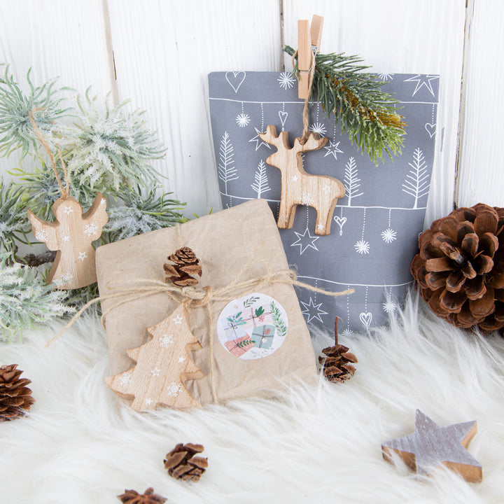 2 Schaukelpferd Anhänger aus Holz - Weihnachtsdeko mit Schnur zum Aufhängen