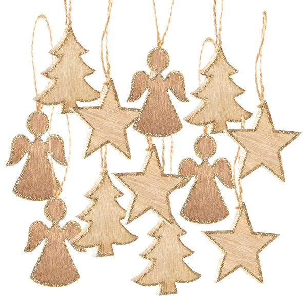 10 Holzanhänger Sterne 5 cm dunkelbraun - Weihnachtsanhänger Weihnachtssterne