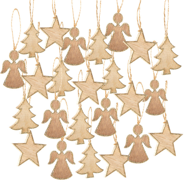 12 kleine Weihnachtsanhänger weiß gold - Bäume Sterne Herzen 4 cm aus Metall