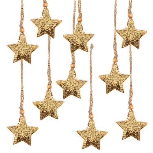 10 Stück Holzsterne STERNE Holz Weihnachtssterne 5 cm gold braun Weihnachtsanhänger Anhänger Christbaumschmuck - Foto 1