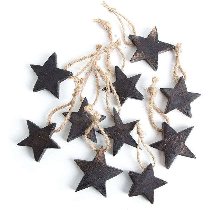 10 Holzanhänger Sterne 5 cm dunkelbraun - Weihnachtsanhänger Weihnachtssterne - Foto 1