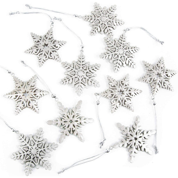10 Metall Schneeflocken Anhänger Eiskristall Schnee Weihnachtsanhänger Baumschmuck 8 cm Silber - Foto 1