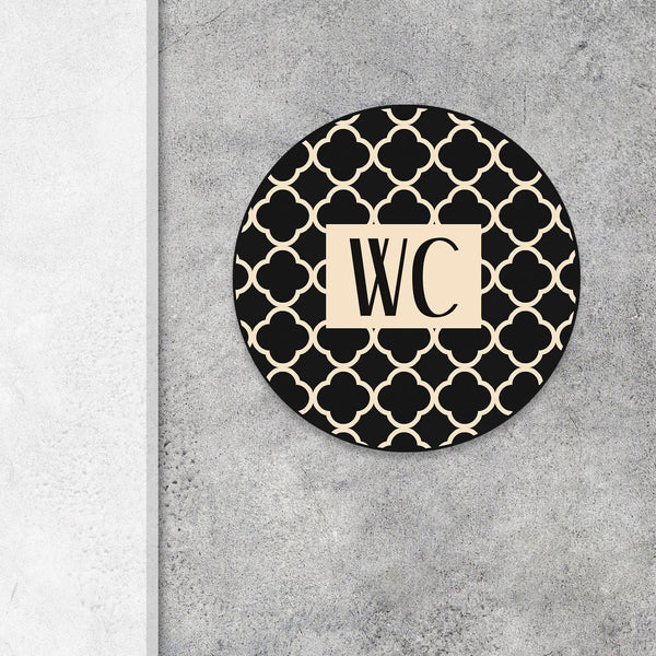 Maritimes WC-Schild neutral mit Text WC - Toilettenschild blau weiß mit Schiffsanker - Türschild inkl. Klebepunkten