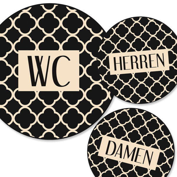 Maritimes WC-Schilder Set Damen + Herren Toilettenschilder blau weiß mit Anker-Motiv inkl. Klebepunkten