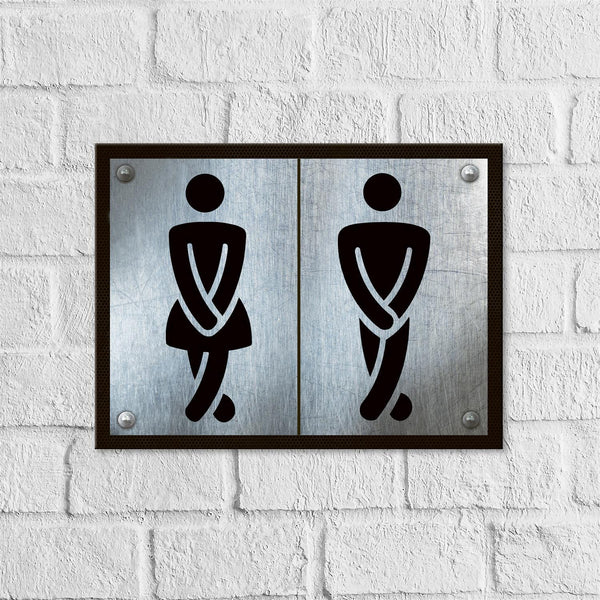 Modernes Toilettenschilder Set Damen + Herren mit Motiv Beine - WC-Schilder grau weiß mit Klebepunkten