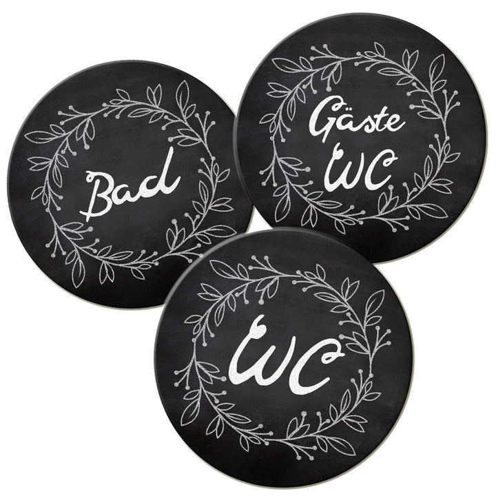 Badezimmer Türschild grün weiß floral Set „Herren“ + „Damen“