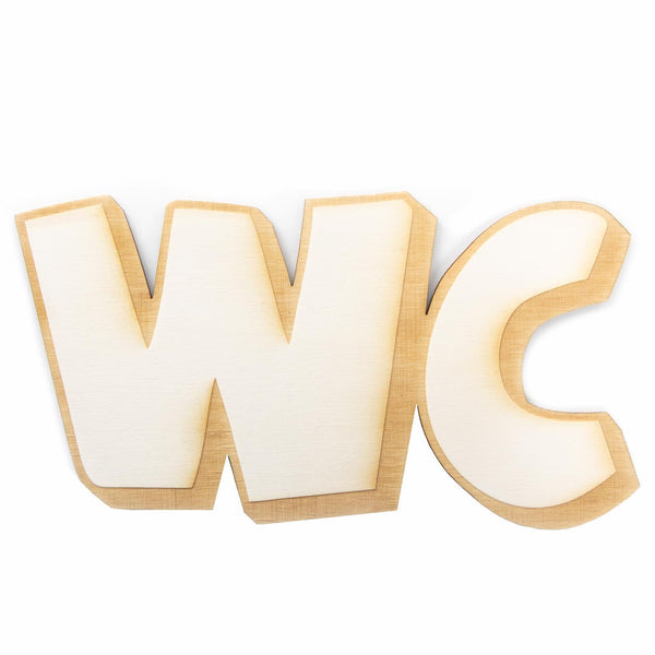 WC Türschild aus Holz natur braun - WC-Schild Tür 20 x 10 cm - Foto 1