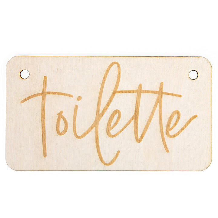 WC Türschild unisex WC-Schild Holzhäuschen 10 cm natur