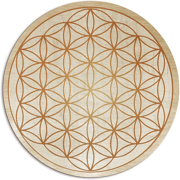 Lebensblume Wandbild gold silber aus Metall Alu Blume des Lebens - Foto 1