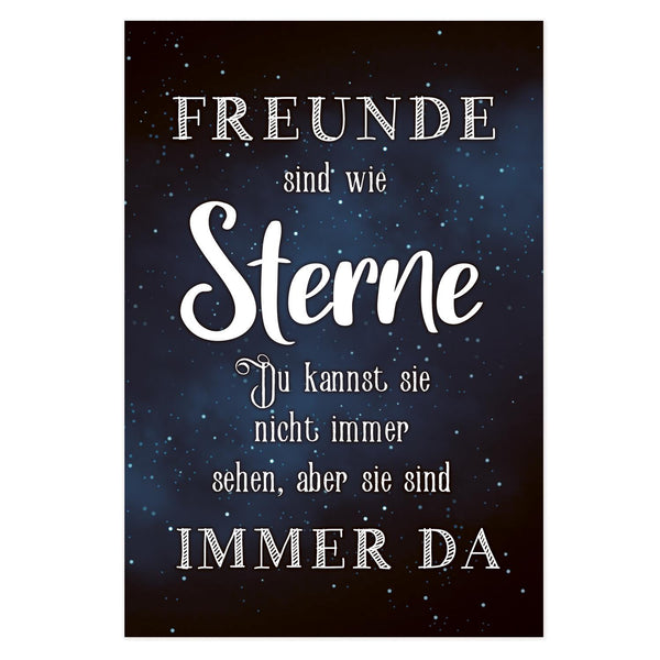 Wandbild Freunde sind wie Sterne - schwarz dunkelblau weiß 21 x 31 cm - persönliches Geschenk - Foto 1