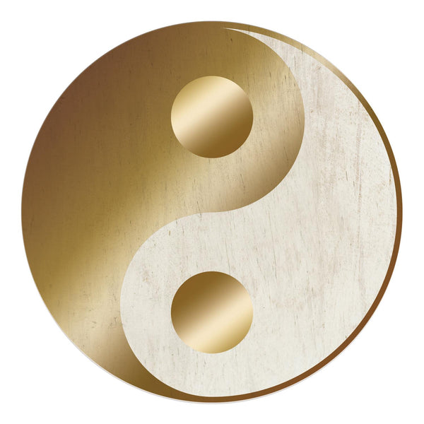 Wandbild Yin und Yang silber gold 31 cm - Wanddeko spirituelles Symbol Türschild - Foto 1