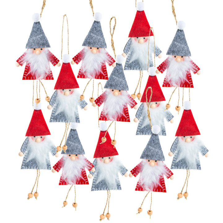 6 kleine Wichtel Zierklammern - Dekoklammern Nikolaus Weihnachtsklammern rot weiß grau