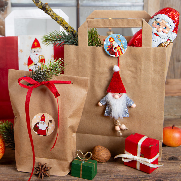 6 kleine Wichtel Zierklammern - Dekoklammern Nikolaus Weihnachtsklammern rot weiß grau