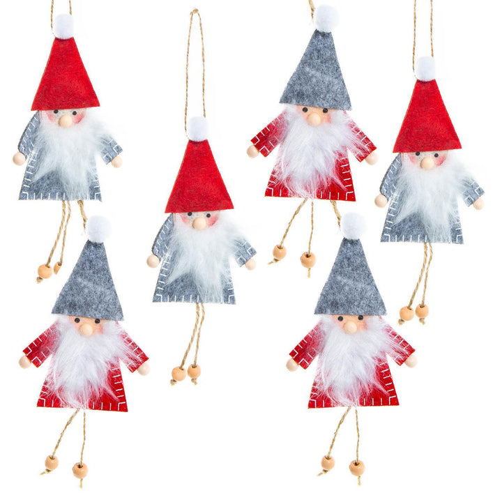 10 Weihnachtsanhänger Set - 2 x 5 natur rot weiße Engel Holzengel mit Schnur