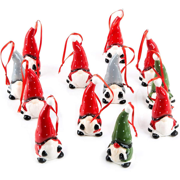 12 kleine Mini Wichtel bunt Weihnachtsanhänger Wichtelgeschenk Wichtelanhänger rot grün grau Deko Weihnachten kleines Geschenk - Foto 1