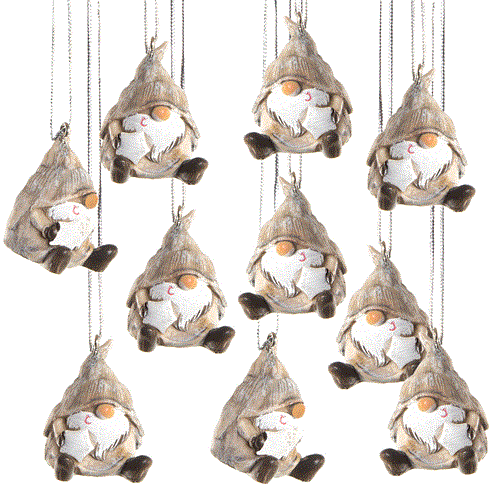 10 kleine Wichtelanhänger 4 cm Wichtel Figuren mit Schnur grau weiß Weihnachtswichtel - Foto 1