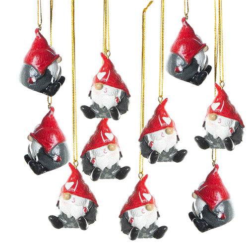 10 kleine Wichtelanhänger 4 cm Wichtel Figuren mit Schnur grau weiß Weihnachtswichtel