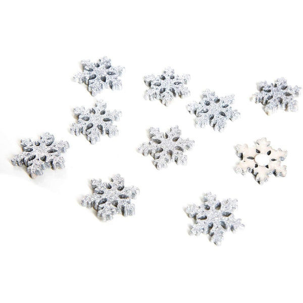 10 kleine Schneeflocken silber weiß glitzernd mit Klebepunkt 2,8 cm - Foto 1