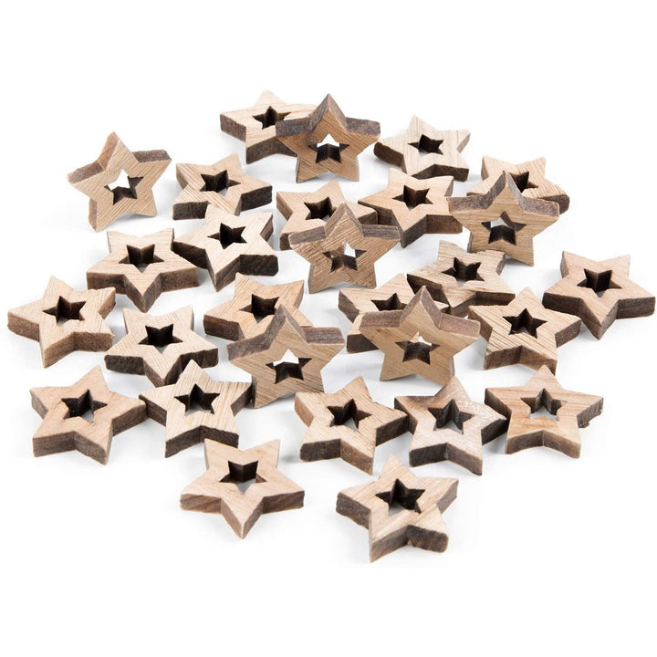 28 Mini Sterne aus Holz Natur braun 4 cm Holzsterne Streusterne Weihnachten Deko zum Streuen - Foto 1